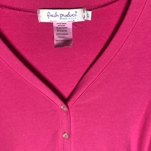 Fresh Produce Women's Pink‎ Button Cardigan Made in the USA Size Large - Picture 2 of 3